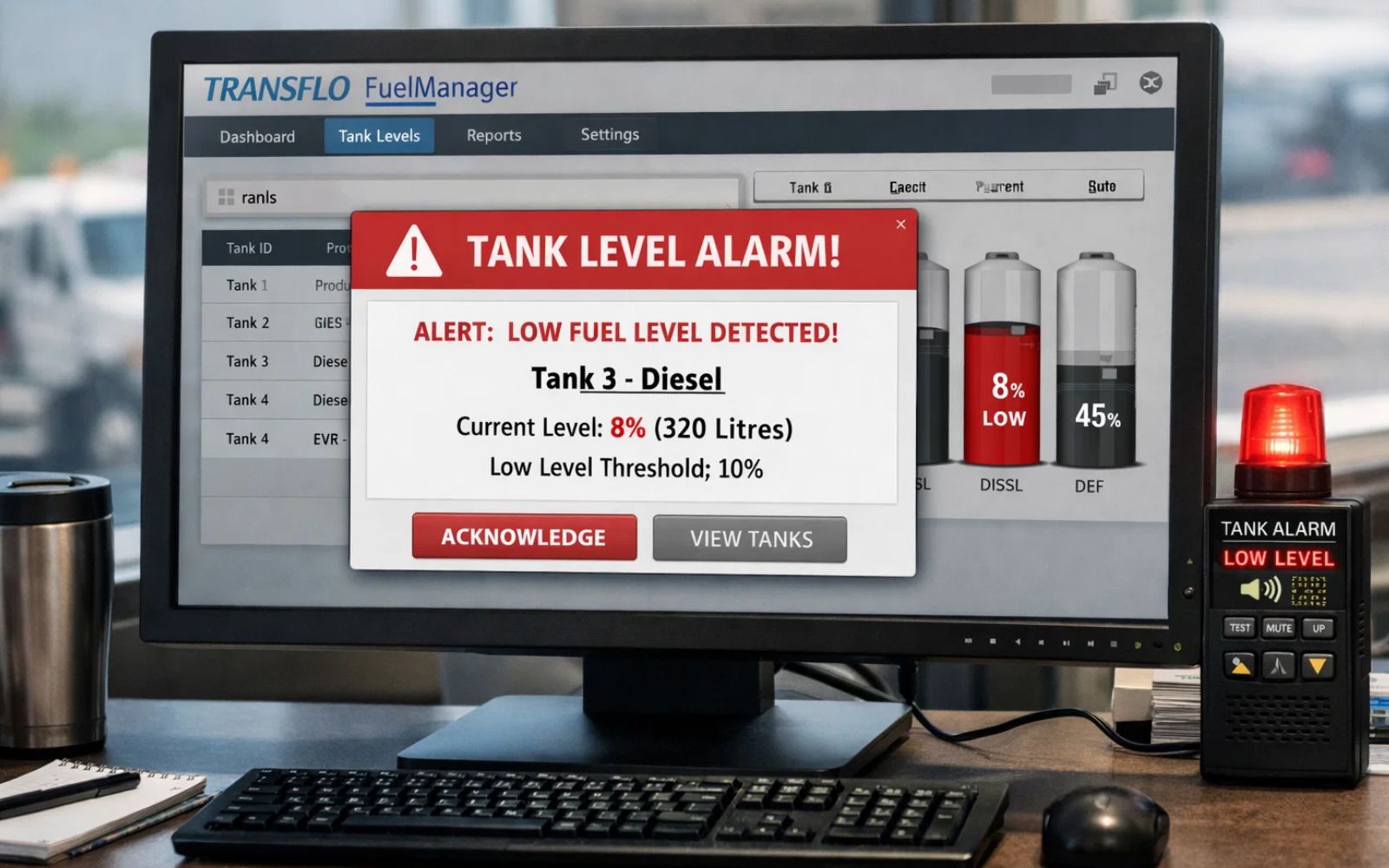 Tank level alarm systems